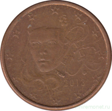 Монета. Франция. 1 цент 2013 год.