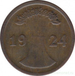 Монета. Германия. Веймарская республика. 2 рентенпфеннига 1924 год. Монетный двор - Мюнхен (D).