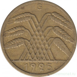 Монета. Германия. Веймарская республика. 10 рейхспфеннигов 1925 год. Монетный двор - Карлсруэ (G).