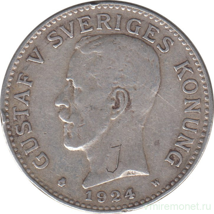 Монета. Швеция. 2 кроны 1924 год.