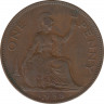  Монета. Великобритания. 1 пенни 1938 год. ав.
