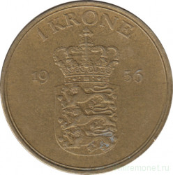 Монета. Дания. 1 крона 1956 год.