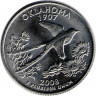 Монета. США. 25 центов 2008 год. Штат № 46 Оклахома.