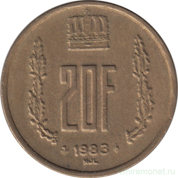 Монета. Люксембург. 20 франков 1983 год. 