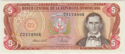 Банкнота. Доминиканская республика. 5 песо 1988 год. Тип 118c.
