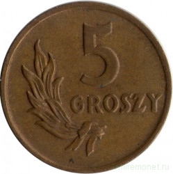 Монета. Польша. 5 грошей 1949 год. Бронза.