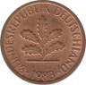  Монета. ФРГ. 1 пфенниг 1983 год. Монетный двор - Гамбург (J). ав.