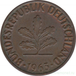 Монета. ФРГ. 2 пфеннига 1963 год. Монетный двор - Штутгарт (F).