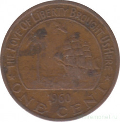 Монета. Либерия. 1 цент 1960 год.