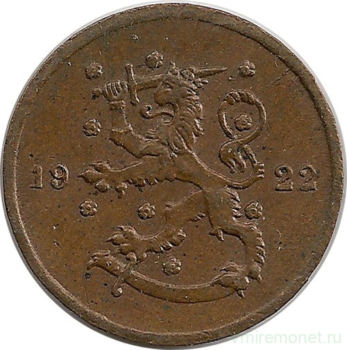 Монета. Финляндия. 1 пенни 1922 год.