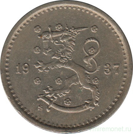 Монета. Финляндия. 50 пенни 1937 год. 