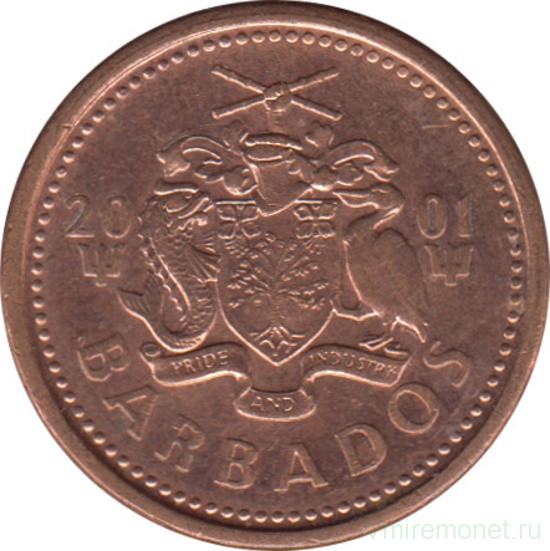 Монета. Барбадос. 1 цент 2001 год.