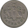 Монета. Барбадос. 25 центов 1978 год. ав.