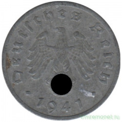 Монета. Германия. Третий Рейх. 1 рейхспфенниг 1941 год. Монетный двор - Штутгарт (F).