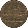 Аверс. Монета. Финляндия. 5 марок 1977 год.