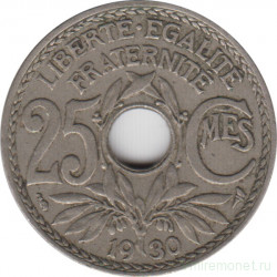Монета. Франция. 25 сантимов 1930 год.