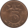 Монета. Нидерланды. 5 центов 1950 год. ав.