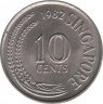 Монета. Сингапур. 10 центов 1982 год. ав.