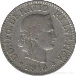 Монета. Швейцария. 10 раппенов 1914 год.