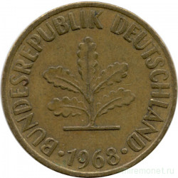 Монета. ФРГ. 10 пфеннигов 1968 год. Монетный двор - Гамбург (J).