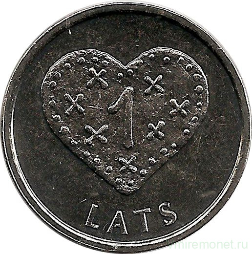 Монета. Латвия. 1 лат 2011 год. Пряничное сердце.