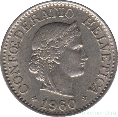Монета. Швейцария. 10 раппенов 1960 год.