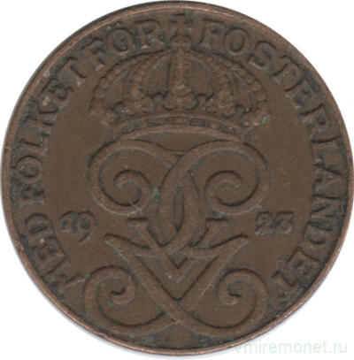 Монета. Швеция. 1 эре 1923 год .