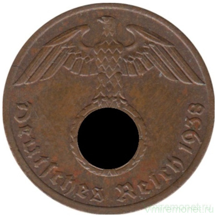 Монета. Германия. Третий Рейх. 1 рейхспфенниг 1938 год. Монетный двор - Вена (B).