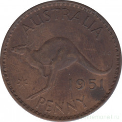Монета. Австралия. 1 пенни 1951 год.