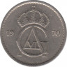 Аверс. Монета. Швеция. 50 эре 1970 год.