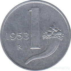 Монета. Италия. 1 лира 1953 год.