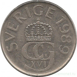 Монета. Швеция. 5 крон 1989 год.
