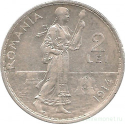 Монета. Румыния. 2 лея 1914 год.