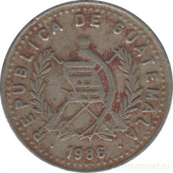 Монета. Гватемала. 10 сентаво 1986 год. Тип 2.