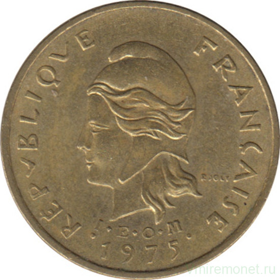 Монета. Новые Гебриды (Вануату). 2 франка 1975 год.