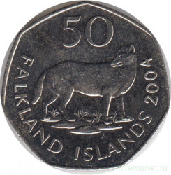 Монета. Фолклендские острова. 50 пенсов 2004 год.