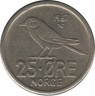 Монета. Норвегия. 25 эре 1967 год. ав.
