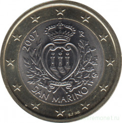 Монета. Сан-Марино. 1 евро 2007 год.
