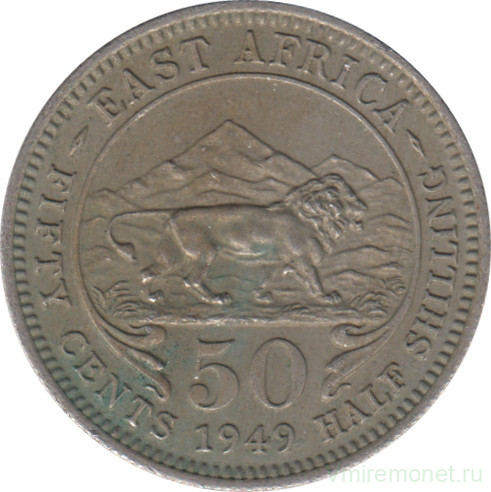 Монета. Британская Восточная Африка. 50 центов 1949 год.
