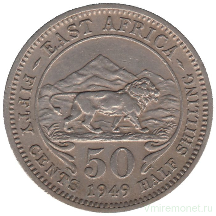 Монета. Британская Восточная Африка. 50 центов 1949 год.