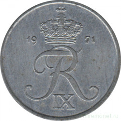 Монета. Дания. 2 эре 1971 год.