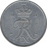 Монета. Дания. 2 эре 1971 год. ав.