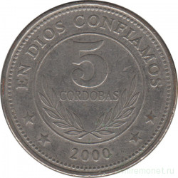Монета. Никарагуа. 5 кордоб 2000 год.