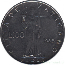Монета. Ватикан. 100 лир 1963 год.