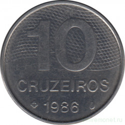 Монета. Бразилия. 10 крузейро 1986 год.