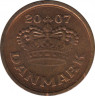  Монета. Дания. 25 эре 2007 год. ав.