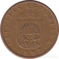 Монета. Латвия. 1 сантим 1997 год.