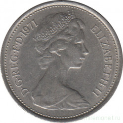 Монета. Великобритания. 5 новых пенсов 1971 год.