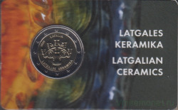 Монета. Латвия. 2 евро 2020 год. Латгальская керамика. Блистер, коинкарта.