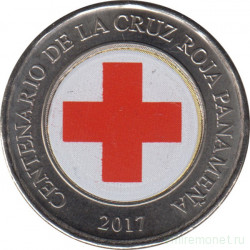 Монета. Панама. 1 бальбоа 2017 год. 100 лет Красному кресту. Цветная эмаль.